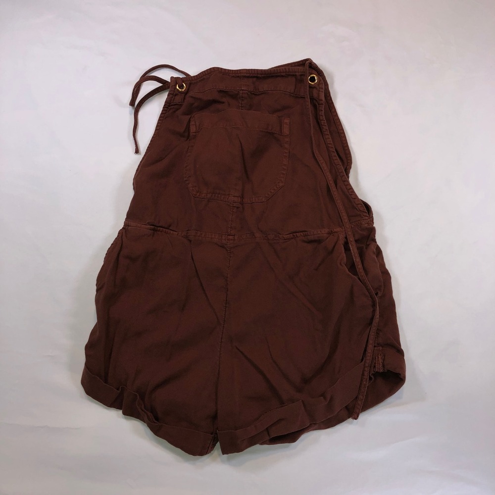 Billabong Womens Rust Brown Cotton Twill Short Overalls Size Medium Bib Pocket